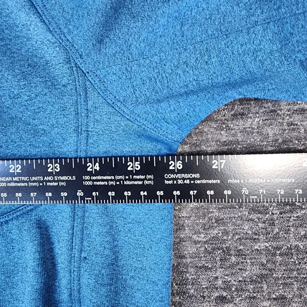 The North Face Hooded Fleece Jacket Men XXL Blue Good Heathered Thumbhole Zip